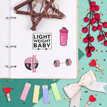 100Pcs Fitness Stickers, Weightlifting Training Gym Stickers for Water Bottle, Laptop - Workout Gifts, Weight Lifting Party Supplies