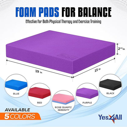 Yes4All Balance Pad, Nonslip TPE Foam Balance Pad with Upgraded Sizes - L, XL, XXL Balance Mat for Fitness, Yoga & Stability Training - Multicolor Options