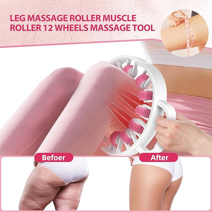 Massager Roller for Cellulite & Lymphatic Drainage – Fascia Muscle Roller Stick for Legs, Thighs, Calf – Deep Tissue Massage Tool for Pain Relief, Body Sculpting, Anti-Cellulite, Athletes Recovery