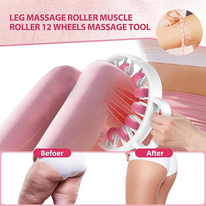 Massager Roller for Cellulite & Lymphatic Drainage – Fascia Muscle Roller Stick for Legs, Thighs, Calf – Deep Tissue Massage Tool for Pain Relief, Body Sculpting, Anti-Cellulite, Athletes Recovery