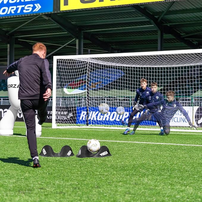 FORZA Goalkeeper Training Deflection Ramp | Durable Rubber Ball Deflector for Soccer- Ideal for GK Reactions, Reflex Training, and Shot Stopping Practice - Two Styles for Varied Training