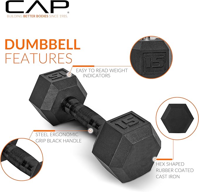 CAP Barbell 150 lb Dumbbell Set with 2-Tier Rack | Multiple Options