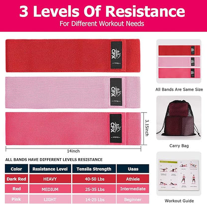 CFX Resistance Bands Set, Exercise Bands with Non-Slip Design for HIPS & Glutes, 3 Levels Workout Bands for Women and Men, Booty Bands for Home Fitness, Yoga, Pilates