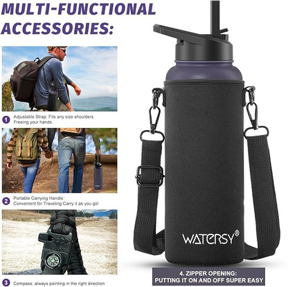 40oz Insulated Water Bottle (Cold for 48 Hrs),BPA Free&Leak Proof,Stainless Steel Water Flask,Water Jug with Straw Spout Lids for Gym,Hiking,Travel,Purple