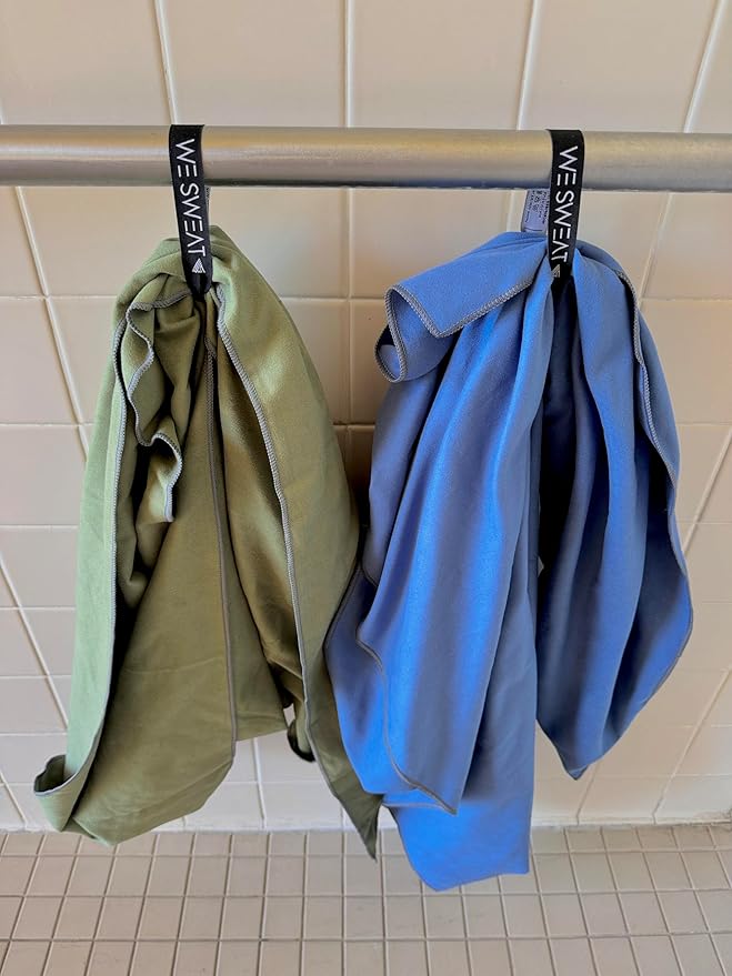 We Sweat's (2 Pack) Microfiber Towels Perfect for Travel, Gym Shower & Camping. Ultra Compact - Lightweight Shower Towel - Soft and Absorbent Silver Ion Odor-Free Absorbent Fiber - Quick Dry Towel