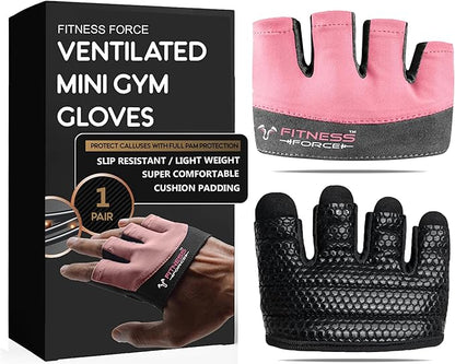 FITNESS FORCE Workout Gloves for Men & Women Partial Weight Lifting Non-Slip Gym Gloves, Lifting Grip for Calluses Guard Fingerless Exercise Gloves with Full Palm Protection