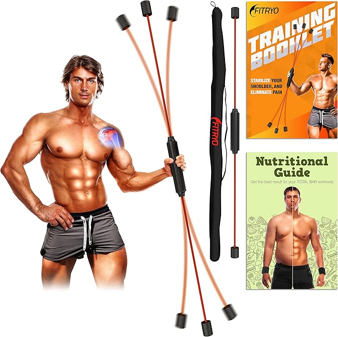 Flex Fitness Body Bar for Physical Therapy & Rotator Cuff Relief - Shoulder Rehabilitation Tube for Baseball & Exercise Stick - Mobility Training Stick for Home Workout