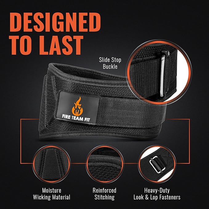 Weight Lifting Belt for Men and Women, 6 Inch, Bodybuilding & Fitness Back Support for Cross Training Workout, Squats, Lunges