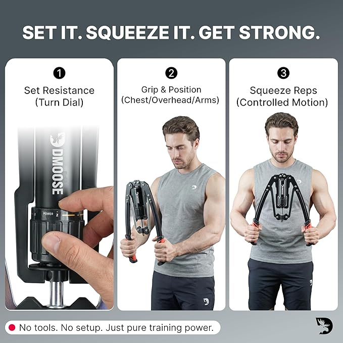 DMoose Fitness Arm Blaster for Biceps and Triceps - Heavy Duty Aluminum, Soft Neck Padding & Adjustable Straps - Bicep Curl Support for Isolation & Strength Training - Biceps Workout Equipment for Men