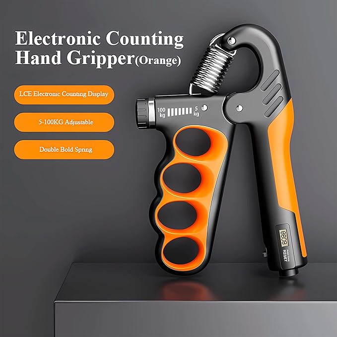 Grip strength trainer, adjustable hand grip strengthener, Durable Adjustable Resistance 5-100KG With Digital Counter, ergonomic design, high-strength spring, perfect hand