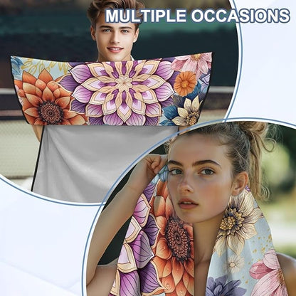 Bulopur Boho Dahlia Floral Car Sweat Towel Seat Cover After Gym Workouts Dogs and Outdoor Activities Beach Towel Car Seat Covers Front Seats Universal Auto Accessories for Women Girly
