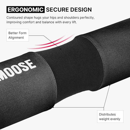 DMoose Fitness Barbell Pad for Hip Thrust, Squat & Lunges - Non-Slip Thick Foam Cushion for Neck and Back Support with Two Straps - Hip Thrust Pad for Leg Day - Fits All Olympic Bars and Smith Machine