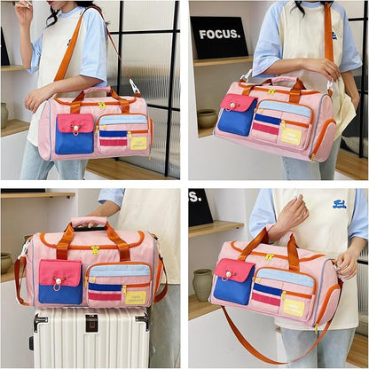 Small Gym Bag for Women, Travel Duffle Bag Carry On Weekender Bag with Shoe Compartment