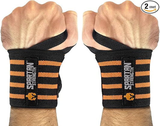 Sparthos Wrist Wraps 21 inches(!) Long - for Gym, Powerlifting, Weightlifting, Bodybuilding - Heavy Duty - for Men & Women - Improves Hand Strength & Supports Wrists