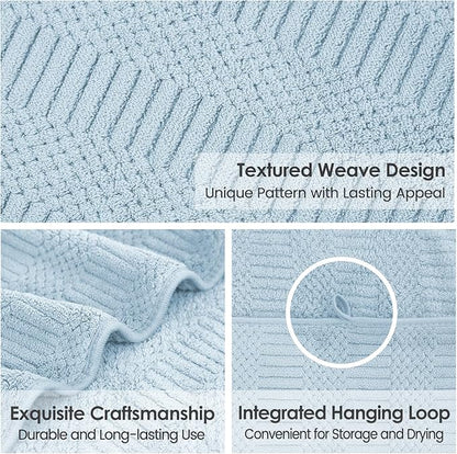 JML Microfiber Bath Towels, Large Bathroom Towel 2 Pack (30" x 60"), Oversized, Soft, Super Absorbent and Fast Drying, Multipurpose Use for Sport, Fitness, Yoga, Diamond Cross Grid Light Blue