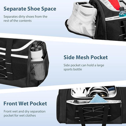 DSLEAF Boxing Gym Bag with Shoe Space and Expanded Design, Boxing Duffle Bag with Ventilated Mesh for All Gear, Suitable for MMA, BJJ, Kickboxing, Muay Thai and Other Combat Sports