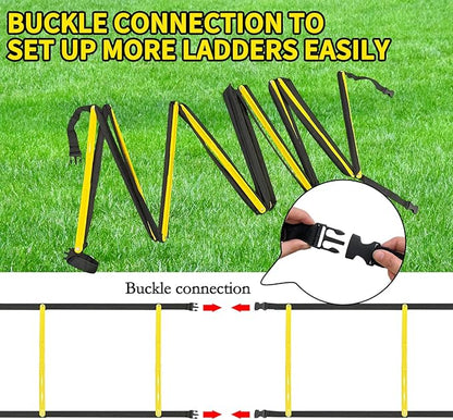 Agility Ladder Speed Training Equipment 16FT 12 Rung Footwork Sports Agility Speed Ladder for Football Basketball Baseball with Carry Bag