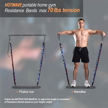 HOTWAVE Resistance Bands for Portable Gym,Push Up Board and Pilates Bar Replacement Backup Exercise Band. Safety Cloth Cover,Squat Workout,Strength Training Fitness Accessories