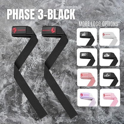 Weight Lifting Straps, Wrist Support for Men, Heavy Duty Thick Comfortable Lifting Straps, Secure Fit, Enhanced Grip, Straps for Weightlifting & Gym Training, Black