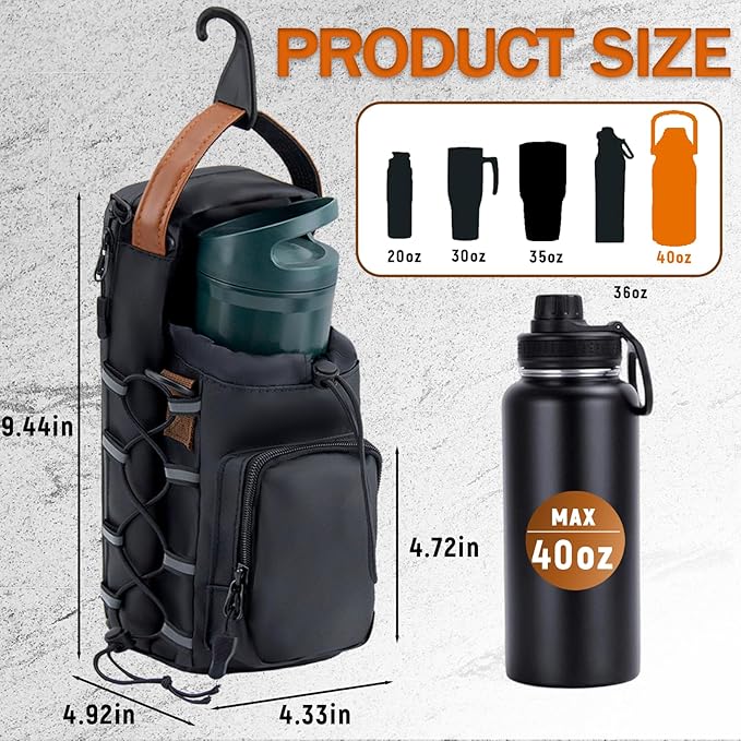 Magnetic Gym Bag for Men and Women, Water Bottle Holder, Gym Pouch with Shoulder Strap for Travel, Sports, Work, Fitness (Hook)