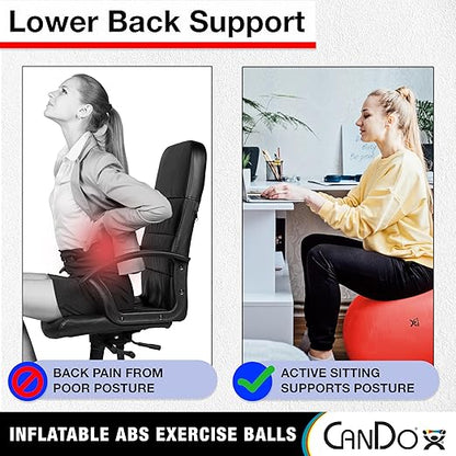 CanDo Inflatable Exercise Ball - Orange 21.6", Durable Extra Thick Non-Slip Stability Ball for Core Workouts, Yoga, Pilates, Active Seating, Physical Therapy, Pregnancy, Home Gym, Flexibility
