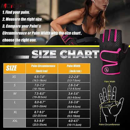 MOREOK Workout Gloves Padded Weight Lifting Gloves for Men/Women, [3MM Gel] Fingerless Grip Gym Gloves Fitness Gloves for Exercise,Hanging,Weightlifting, Cycling, Pull ups, Rowing