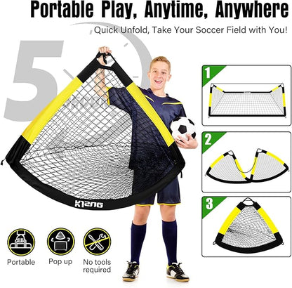 Kids Soccer Goal for Backyard Set - 2 of 6x4 ft Soccer Goals Training Equipment, Soccer Net for Kids Age 3-5 6-8 8-10 10-12, Ball, Targets for Toddler Kid Youth Soccer Games Sports Outdoor Play