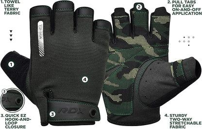 RDX Weight Lifting Gloves, Additional Stretchable Long Wrist Support, Full Palm Grip, Men Women Fitness HIIT Workout, Bodybuilding Powerlifting Strength Training Cycling Exercise Home Gym Equipment