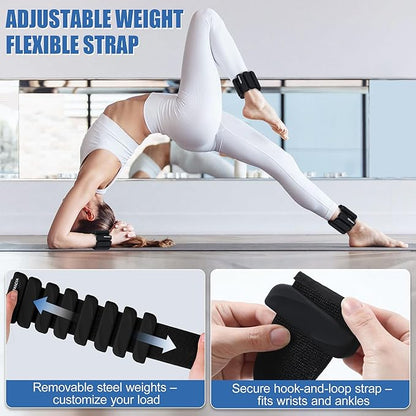 Wrist & Ankle Weights for Women and Men, 2lbs/4lbs Pairs Adjustable Silicone Weighted Bangles for Arm & Leg Workouts, Perfect for Pilates, Barre, Yoga, Walking & Home Fitness 24055