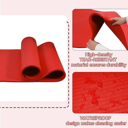 Fitvids Yoga Mat, 1/2-Inch Extra Thick High Density Exercise Mat, Anti-Tear Exercise Yoga Mat with Carrying Strap, Suitable for Various Yoga Exercises