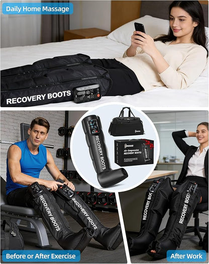 Leg Massager with Heat and Compression: Cordless Recovery System for Improved Circulation, Professional Foot Massage Boots with 5 Massage Areas, 8 Intensities(Only Single Leg)-Small