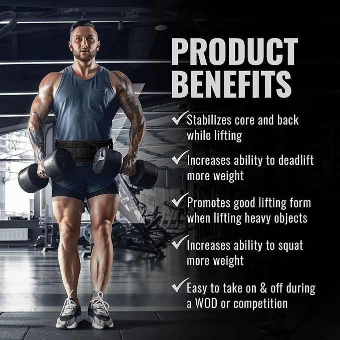 Weight Lifting Belt for Men and Women, 6 Inch, Bodybuilding & Fitness Back Support for Cross Training Workout, Squats, Lunges