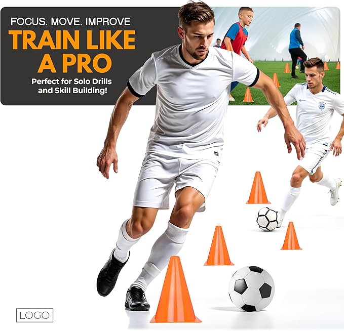 7 Inch(12 PCs) Soccer Cones for Training Kids with Mesh Bag - Small Traffic Cones for Sports Training - Flexible Conos for Soccer Practice, Basketball & Football Drills Equipment