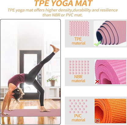 Yoga Starter Kit - 11-Piece Set with Yoga Blocks, Strap, Ball, Mat, Carrying Strap, Net Bag, Cooling Towel