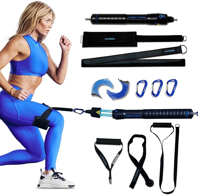 Travel 1 Functional Strength Trainer, Resistance Band Set | Portable Workout Equipment Home Gym System | Physical Therapy Equipment | 10-100 lbs of Resistance