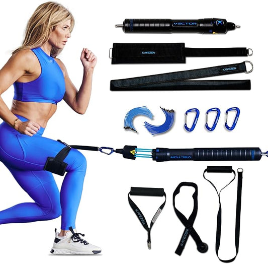 Travel 1 Functional Strength Trainer, Resistance Band Set | Portable Workout Equipment Home Gym System | Physical Therapy Equipment | 10-100 lbs of Resistance