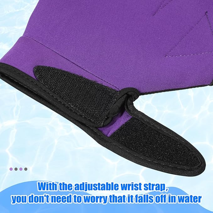 Sumind 2 Pairs Swimming Gloves Aquatic Training Gloves Neoprene Mittens Webbed Fitness Water Aerobics Resistance Training for Women Men Swimming Diving(Medium,Purple, Gray)