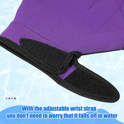 Sumind 2 Pairs Swimming Gloves Aquatic Training Gloves Neoprene Mittens Webbed Fitness Water Aerobics Resistance Training for Women Men Swimming Diving(Medium,Black/ Blue, Purple/ Black)