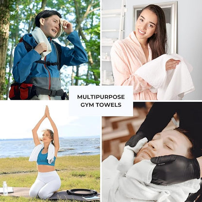 Premium Ultra Absorbent Gym Towels for Workout, Yoga & Sports Quick Dry Cotton Towels Ideal Sweat Towel, Face, Perfect Size for Gym Bag Bathroom Use (12)