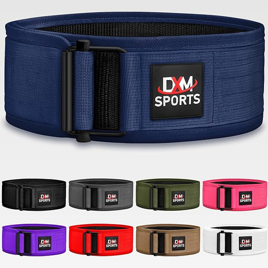 DXM SPORTS Self-Locking Weight Lifting Belt - Men Women Gym Fitness Strength Training, Bodybuilding Powerlifting Weightlifting Workout, Deadlift Squat, Pro Exercise Belt