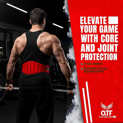 QTF Fitness Neoprene Weight Lifting Belt - Adjustable 6" Gym Support for Stability & Lumbar Support - Sweat Resistant Weightlifting Belt for Men & Women for Squats, Deadlifts & Bench Presses