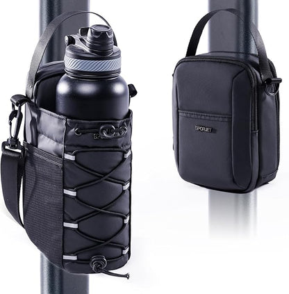 2-Pack Magnetic Gym Bag for Water Bottle & Magnetic Gym Pouch – Bottle’s Holder Fits Up to 46oz Bottles– Sling Water Bottles Bag with Strap for Workout, Tank -Men’s & Women’s Gym Accessories