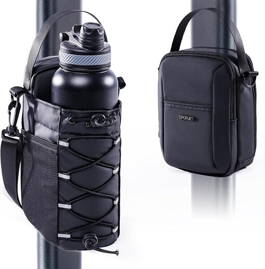 2-Pack Magnetic Gym Bag for Water Bottle & Magnetic Gym Pouch – Bottle’s Holder Fits Up to 46oz Bottles– Sling Water Bottles Bag with Strap for Workout, Tank -Men’s & Women’s Gym Accessories