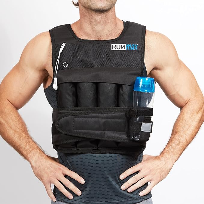 RUNmax 20LBS - 150LBS Adjustable Weighted Vest Wtih Shoulder Pads Option for Men and Women