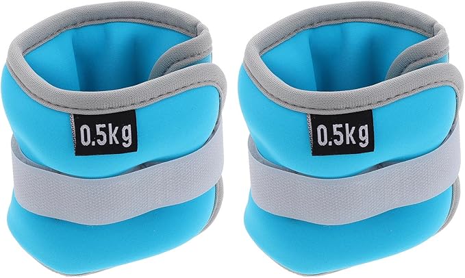 Ankle and Wrist Weight Bags 1kg Set (0.5kg X 2) Sky Blue Adjustable Fitness Sandbags for Running Strength Training and Gym Workouts
