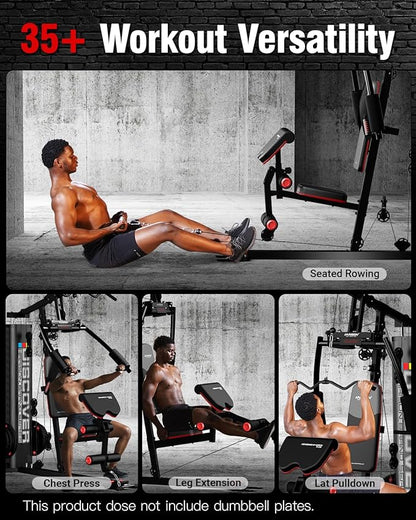 HARISON Home Gym - Full Body Workout Equipment, Exercise Equipment, Fitness Equipment, Multifunctional Home Gym Equipment for Home with Pulley System, Weight Bench, Leg Extension, Rowing Machine