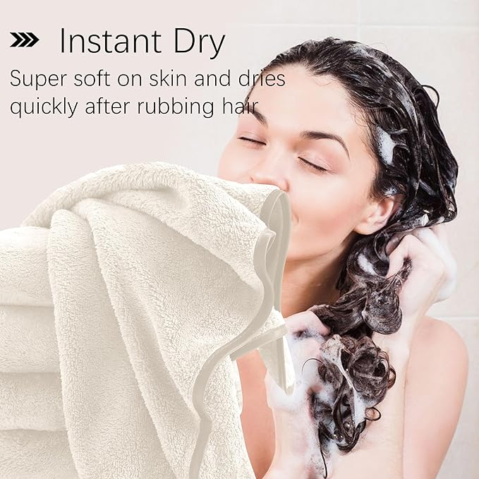 Cosy Family 6 Pack Ultra Soft Microfiber Absorbent Hand Towel, Silk Hemming Towels for Bathroom - Quick Drying - Perfect for Bath, Fitness, Gym, Shower, Hotel, and Spa - 16x28 Inch, Cream