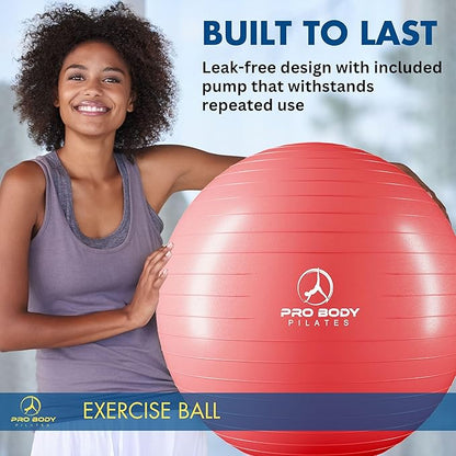 ProBody Pilates Exercise Ball - Multiple Sizes Gym Grade Balance Ball for Fitness, Yoga, Workout, Pregnancy & Physical Therapy