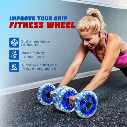 Twin-wheel Fitness Roller, Abdominal Strengthening Device for Men And Women, Blue, 7. 87 X 5. 51 X 5. 51 Inch