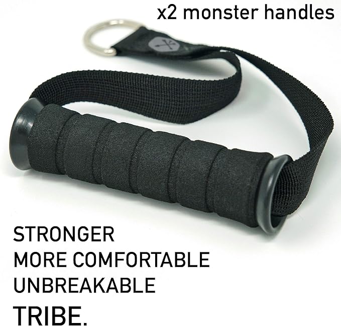 TRIBE Resistance Bands Accessories Equipment System for Home Gym, Exercise, Workout, Tube Bands & Cable Machines. Premium Ankle Straps, Door Anchor & Cushioned Handles. Heavy Duty Handle & Attachments